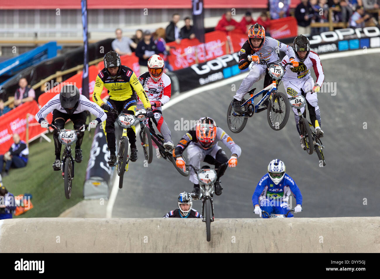 La Coupe du Monde Supercross BMX UCI Centre National de cyclisme de Manchester, Angleterre Royaume-uni Banque D'Images