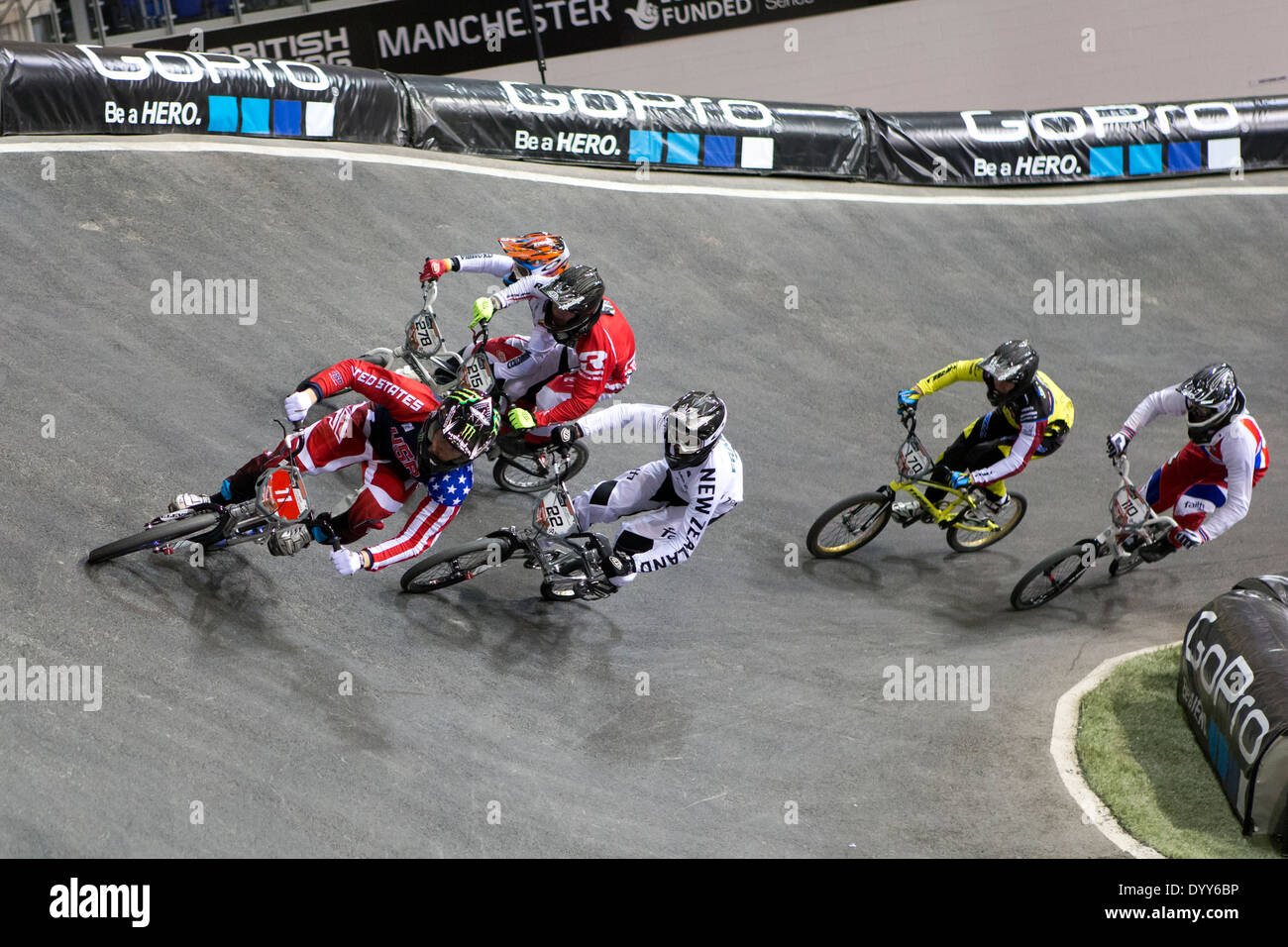 La Coupe du Monde Supercross BMX UCI Centre National de cyclisme de Manchester, Angleterre Royaume-uni Banque D'Images