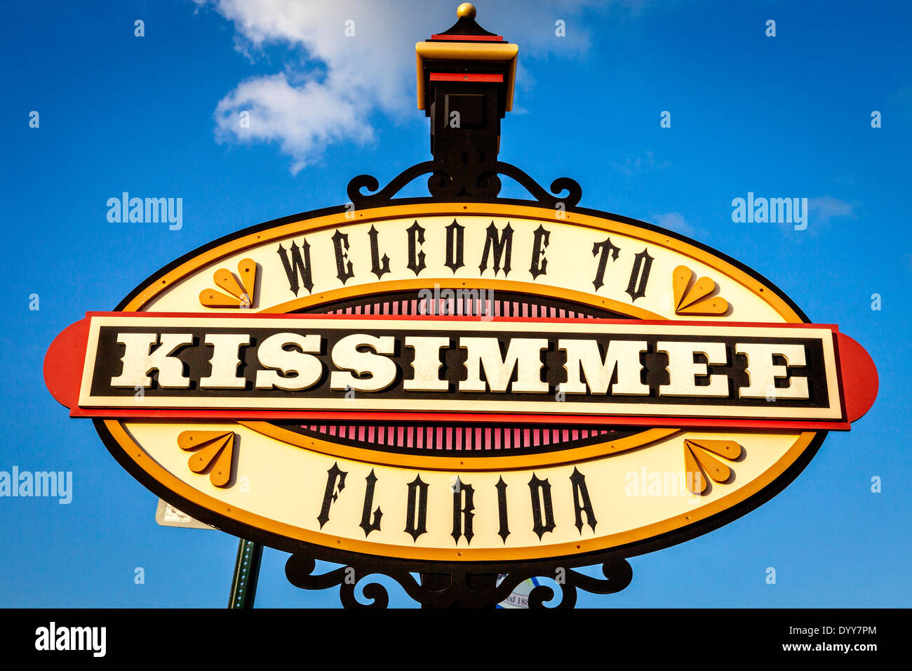 Bienvenue à Kissimmee Sign, vieille ville de Kissimmee, Floride, USA Banque D'Images