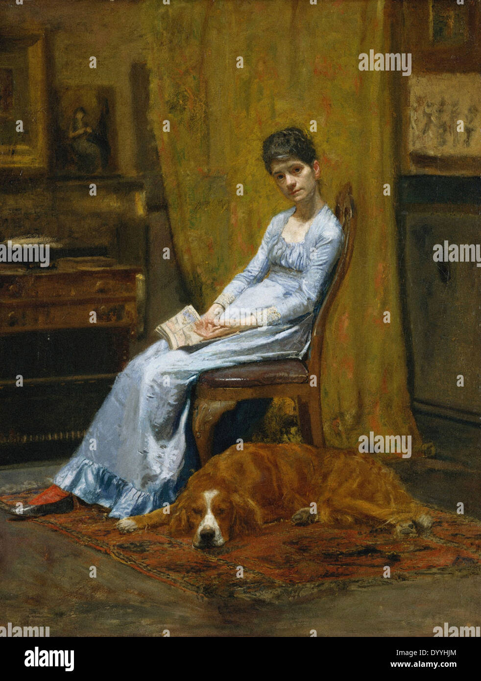 Thomas Eakins, La Femme de l'artiste et son chien Setter Banque D'Images