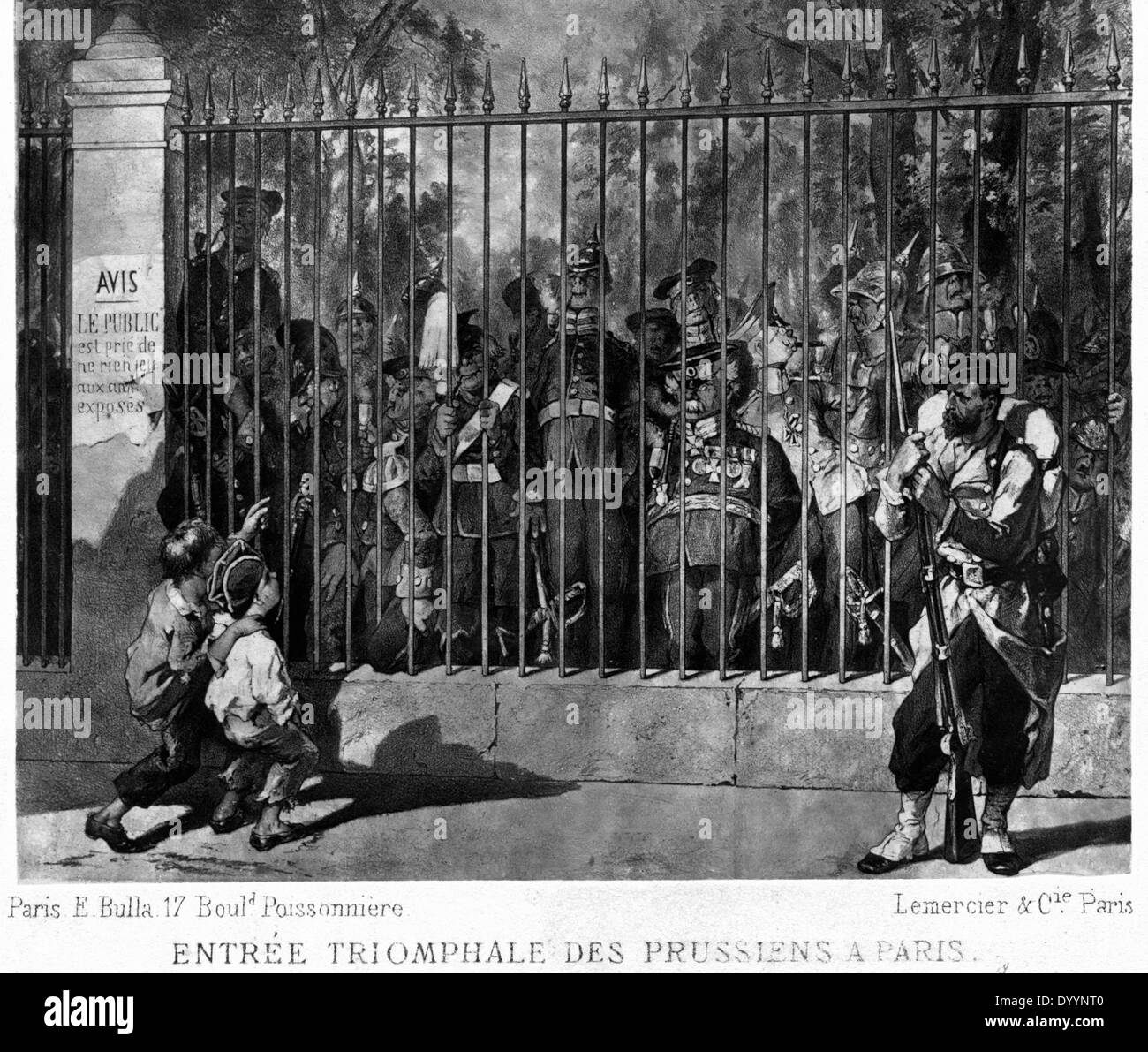 La caricature française sur l'entrée des troupes allemandes dans Paris, 1870/71 Banque D'Images