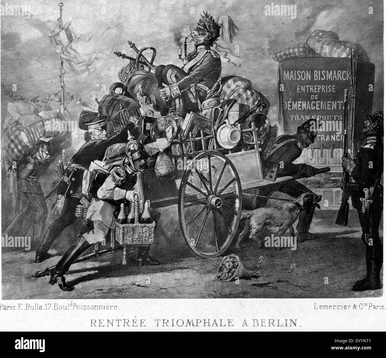 La caricature française sur le retour des troupes allemandes à Berlin, 1871 Banque D'Images