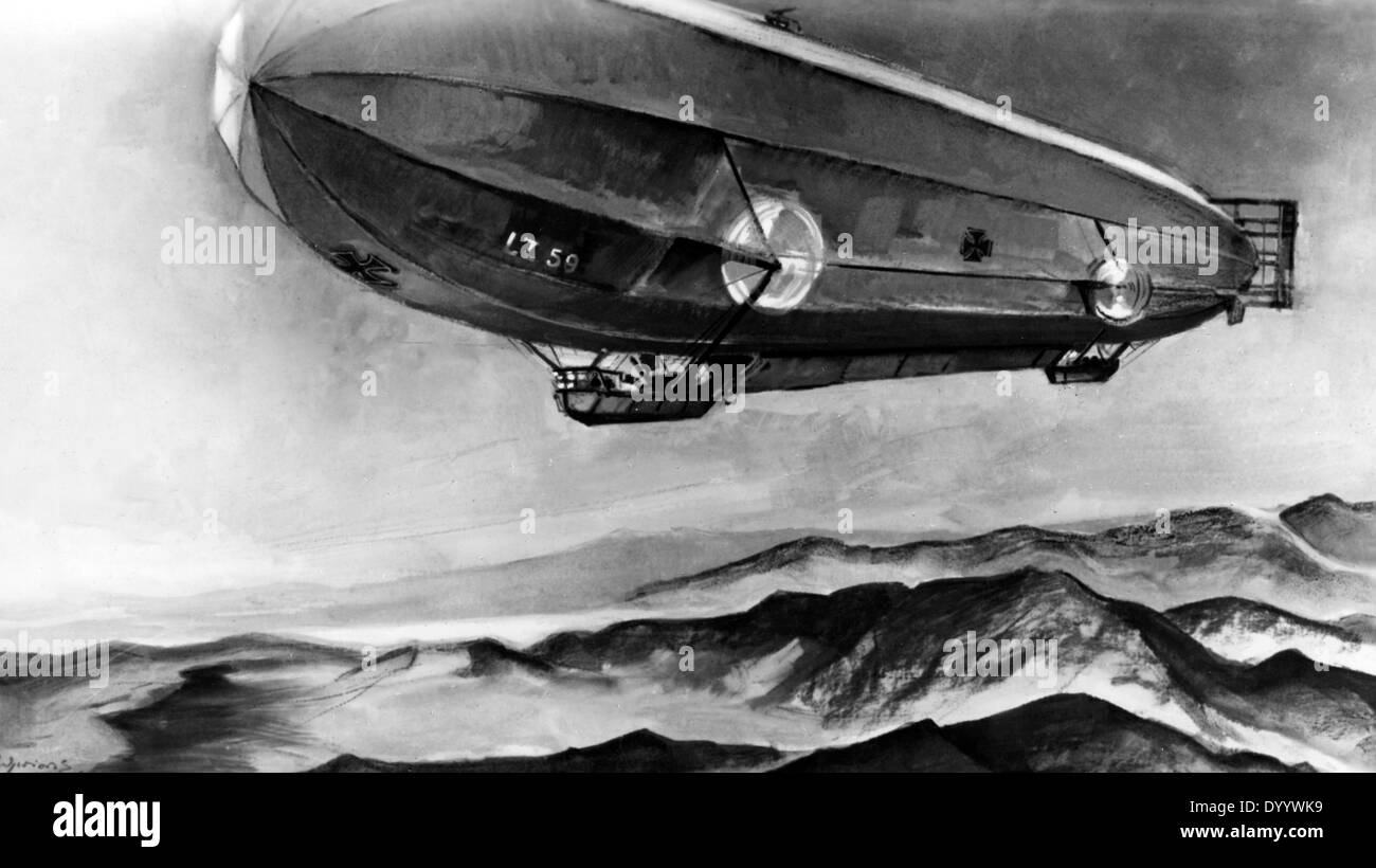 Zeppelin L 59 (LZ 104) sur l'Egypte, 1917 Banque D'Images