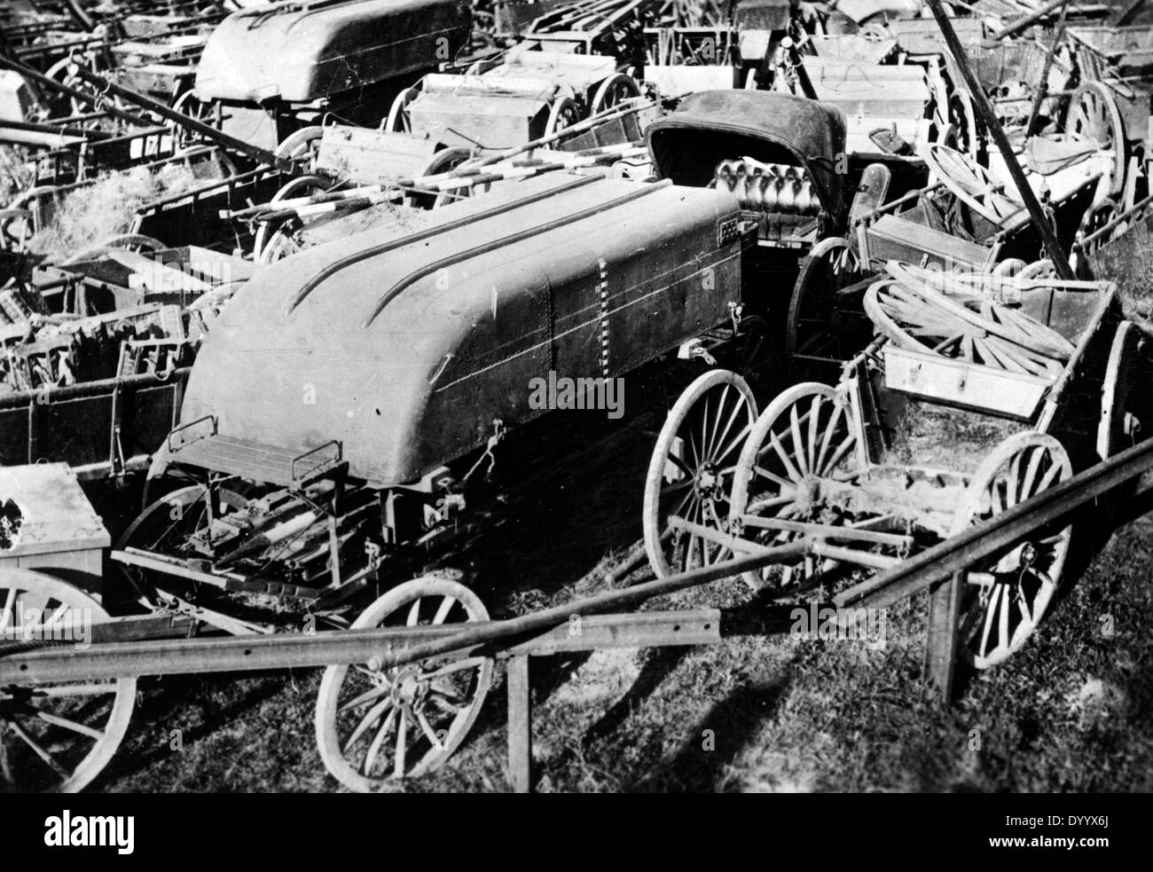 Ponton russes faits prisonniers les wagons, 1914 Banque D'Images