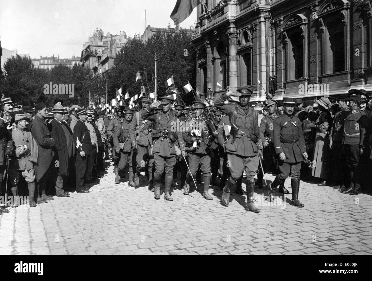 Les soldats anglais marche dans Marseille Banque D'Images