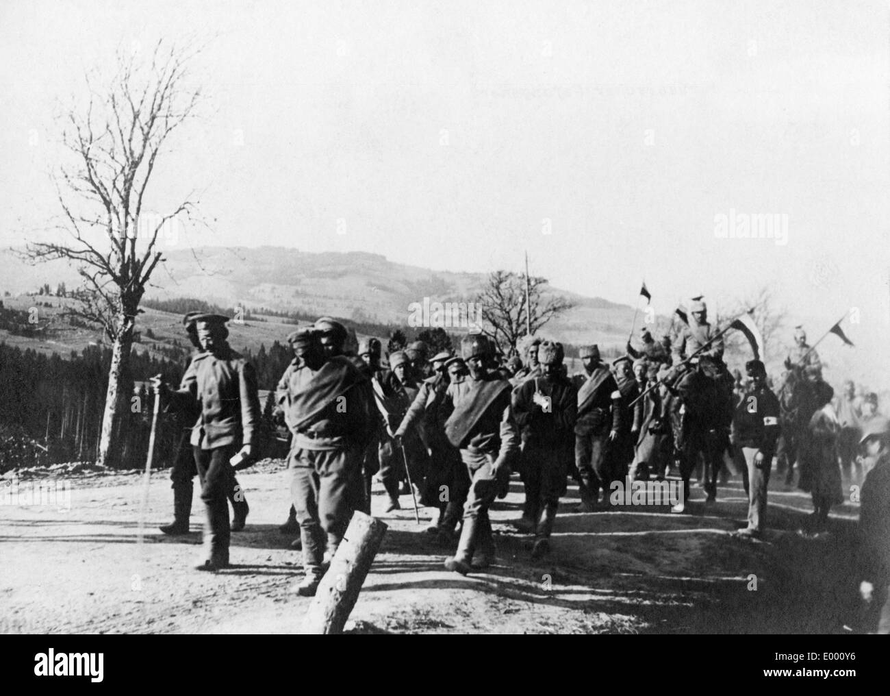 Transport de prisonniers de guerre russes, 1916 Banque D'Images