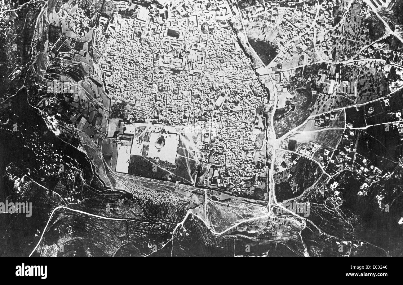 Vue aérienne de Jérusalem, 1917 Banque D'Images