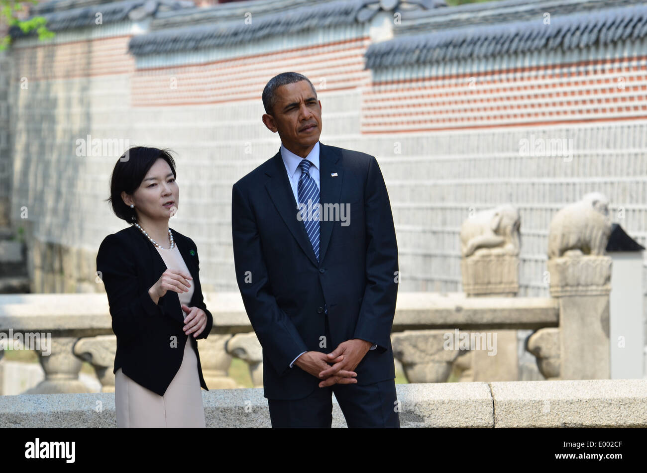 Le président Obama Visite palais Gyengbok Banque D'Images