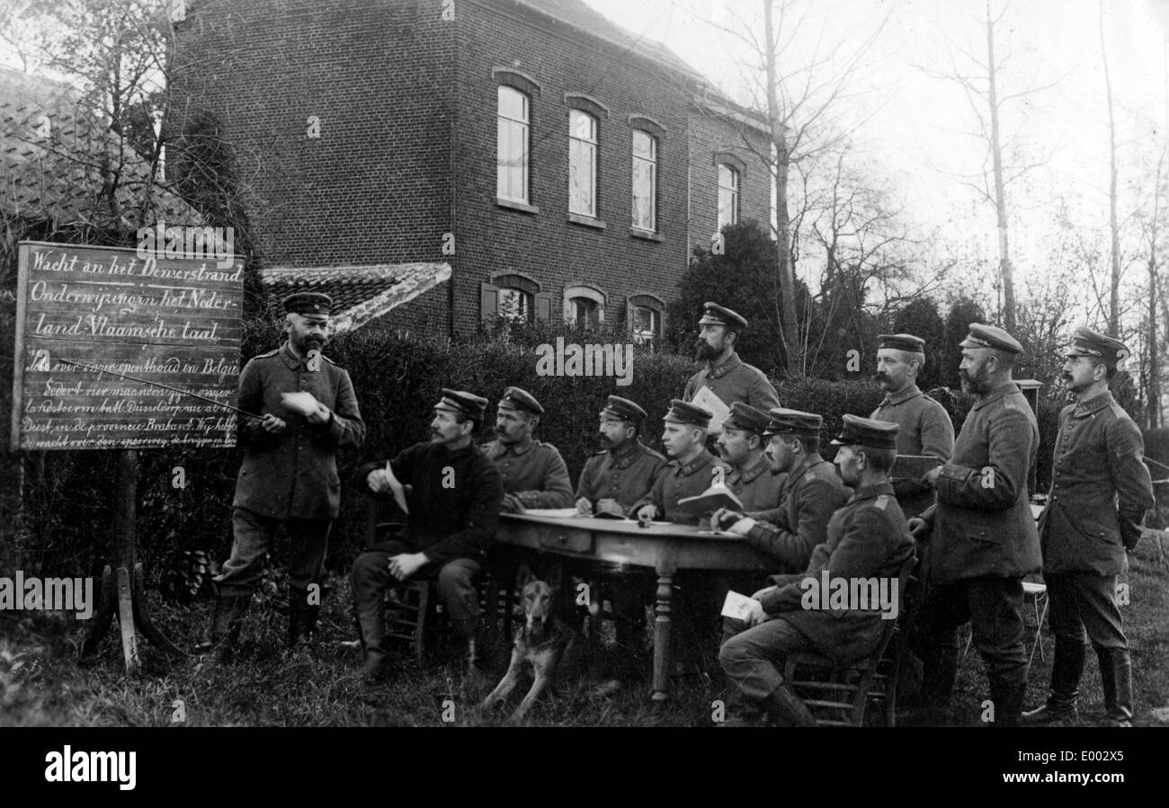 Leçon pour les flamands la landsturm allemand', 1916 Banque D'Images