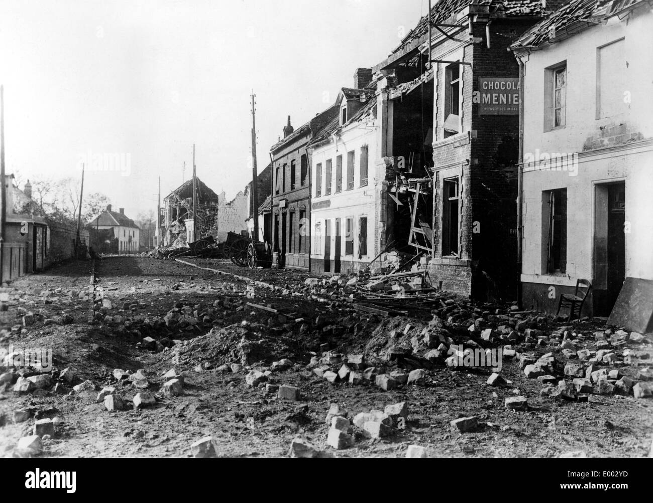 Bâtiment détruit à Saint-Laurent, 1914 Banque D'Images
