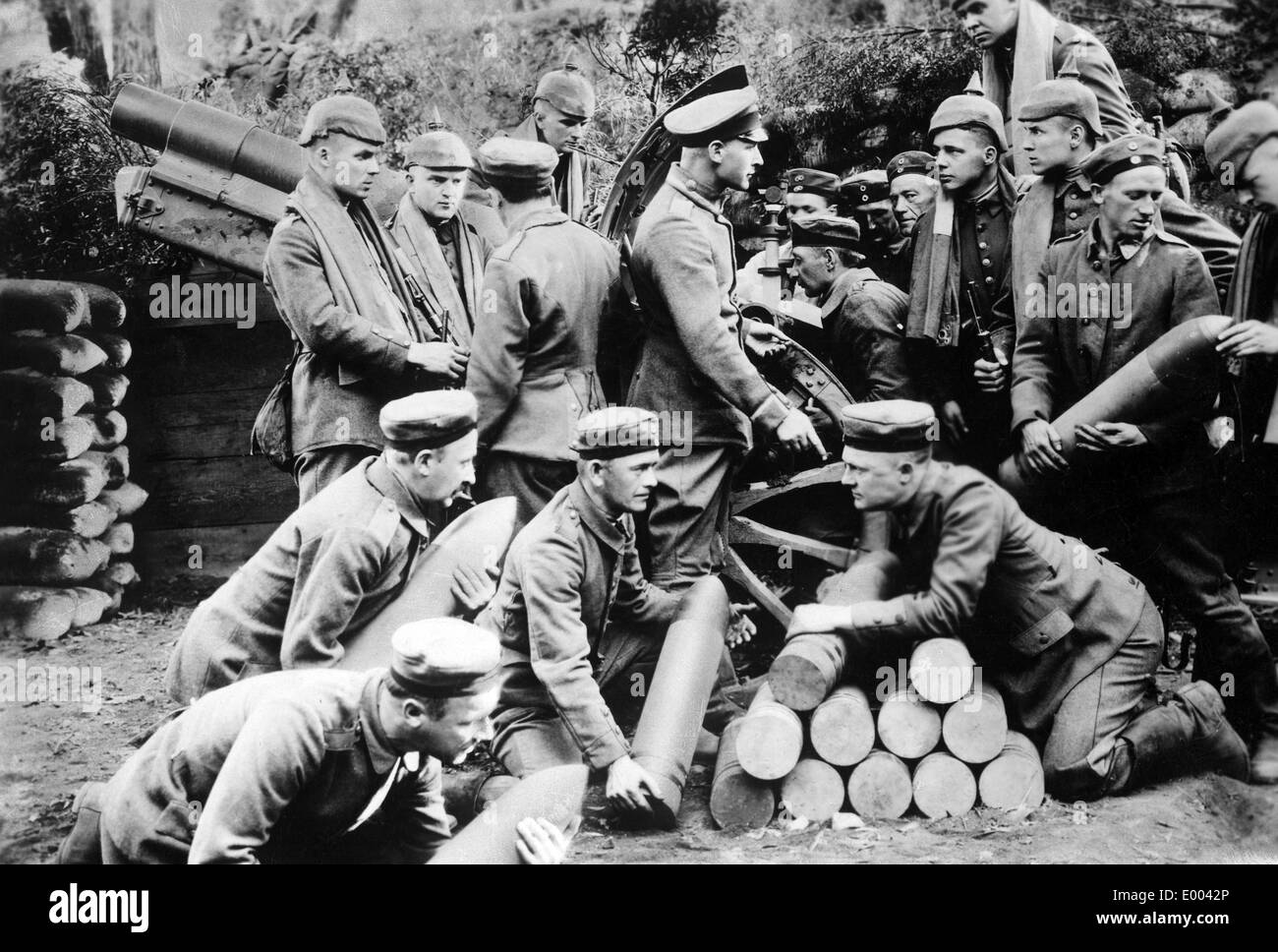 Les soldats de l'artillerie allemande sur le front de l'Ouest, 1915 Banque D'Images