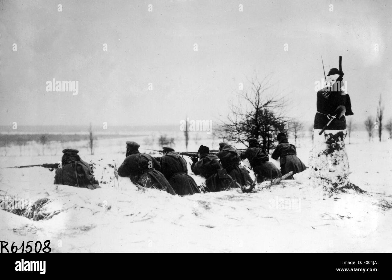 Détachement d'infanterie russe dans la neige Banque D'Images