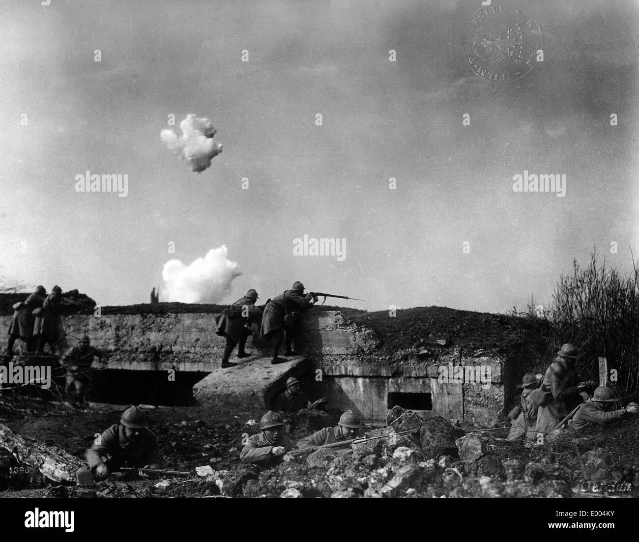 Soldats français de défendre un fort, 1916 Banque D'Images