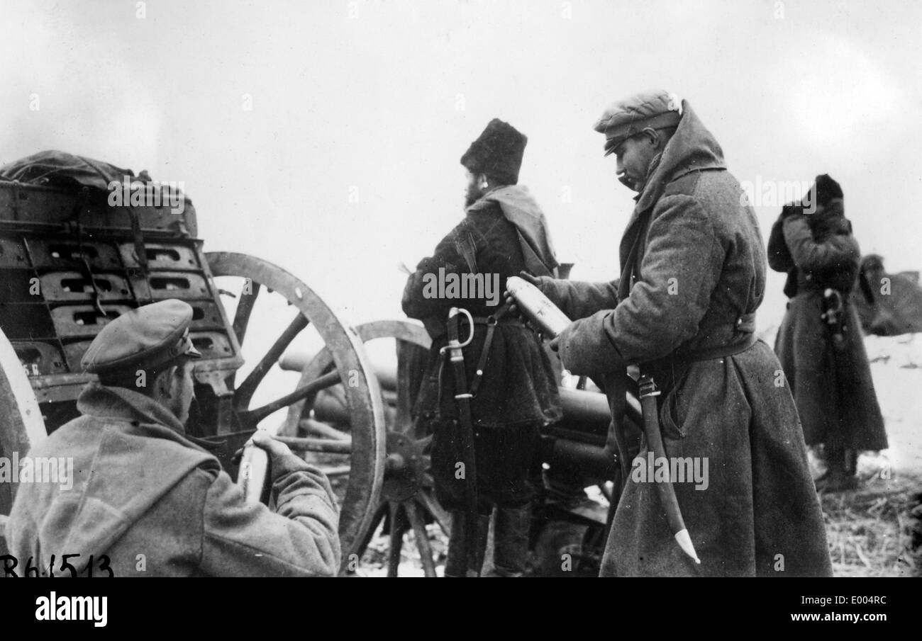 La position de la batterie russe dans la Première Guerre mondiale Banque D'Images