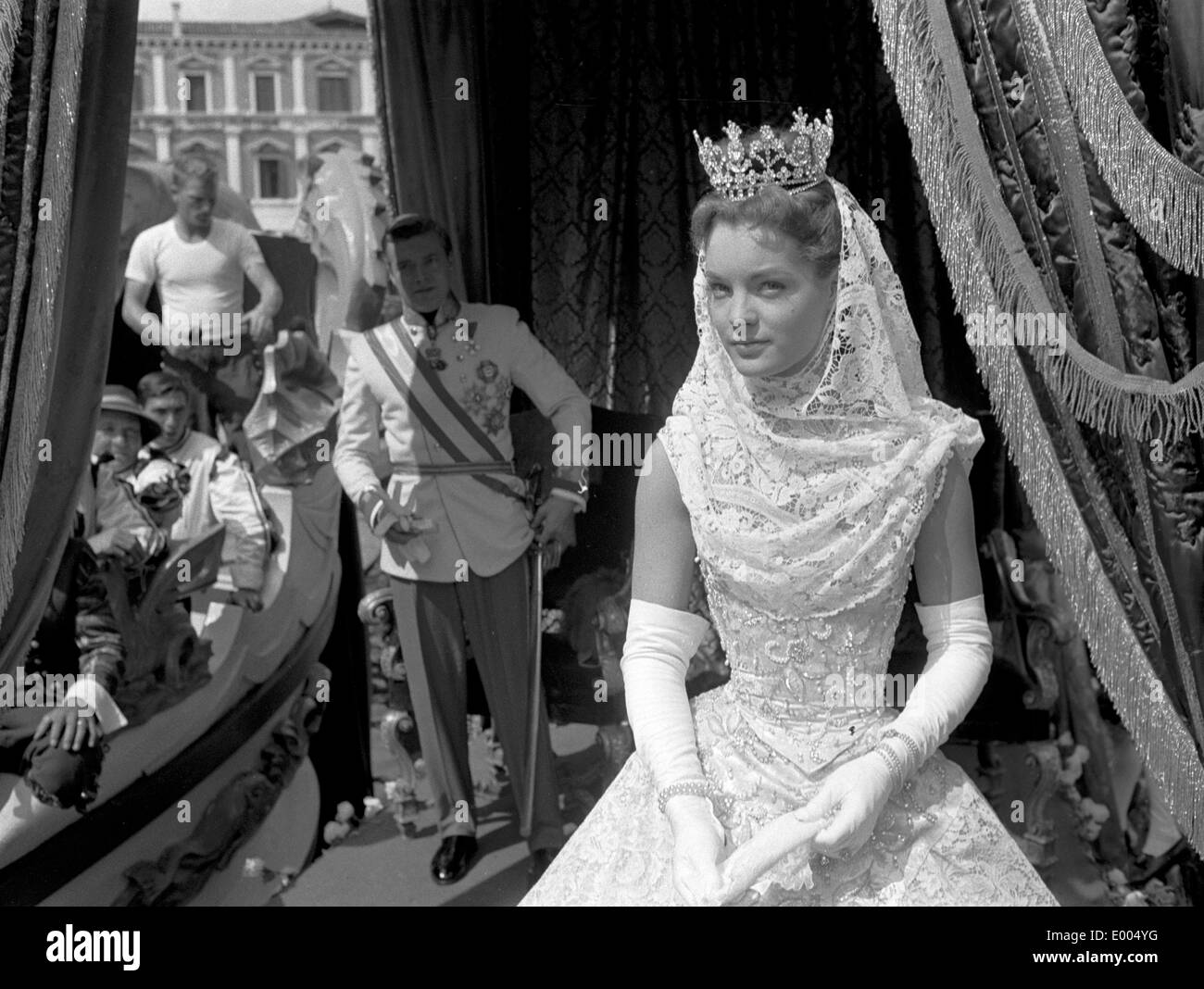 Actrice Romy Schneider sur le tournage de Sissi à Venise, 1957 Banque D'Images