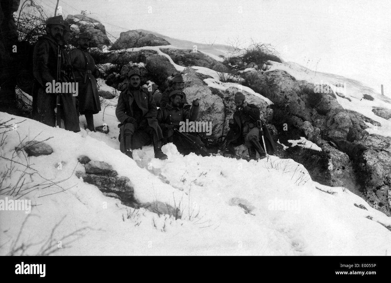 Les soldats austro-hongrois au sommet du mont Lovcen, 1916 Banque D'Images