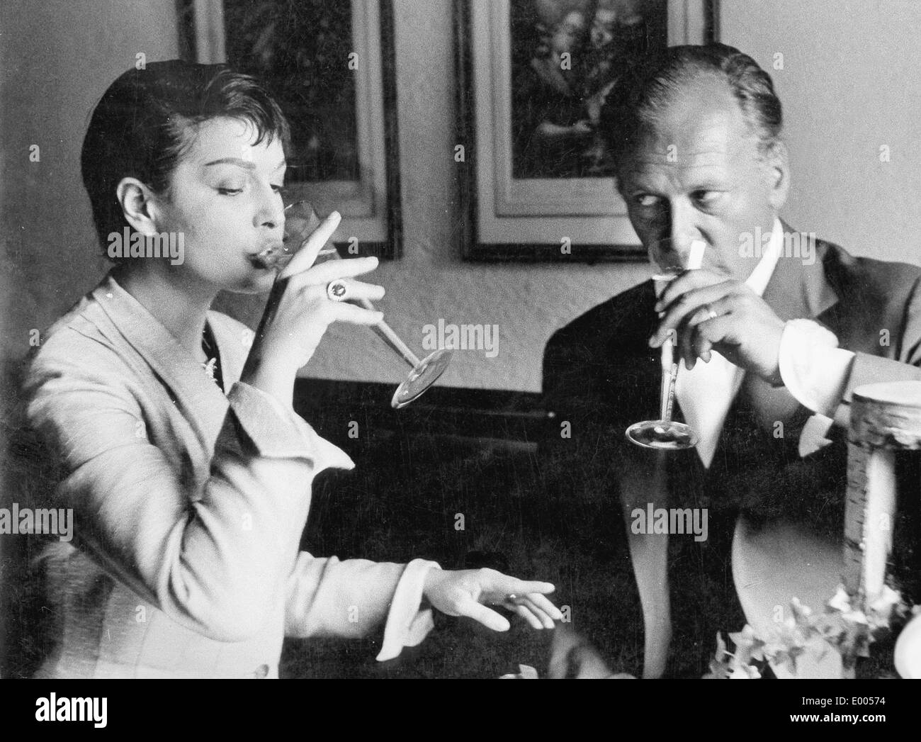 Le mariage de caillé Juergens et Eva Bartok à Schliersee, 1955 Banque D'Images