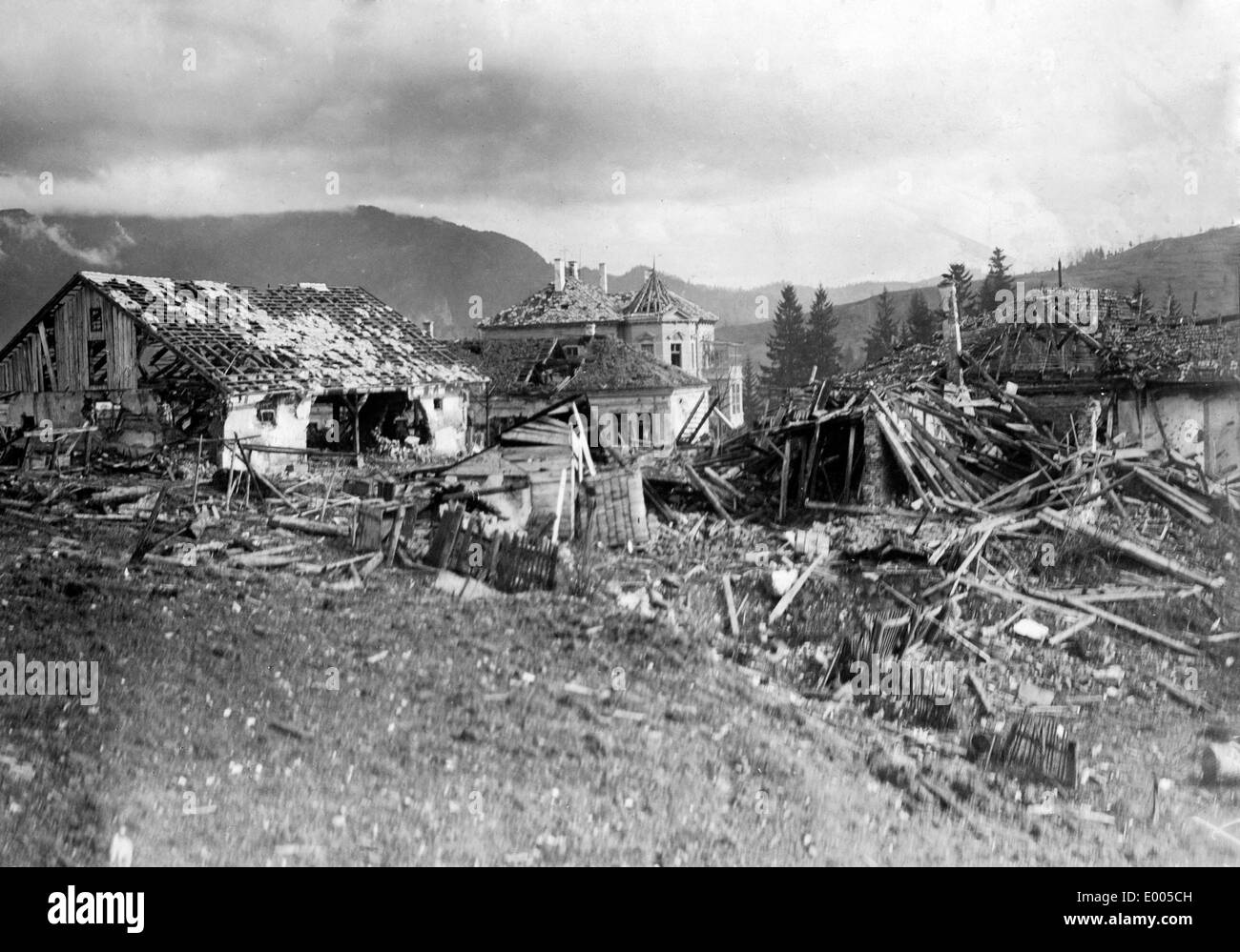 La destruction dans Predeal, 1916 Banque D'Images