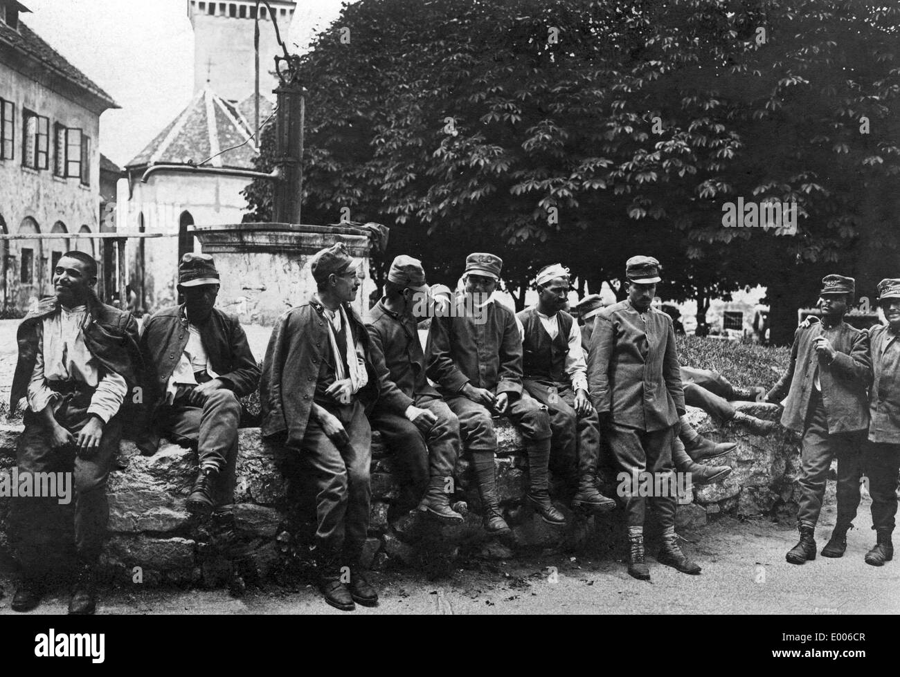 Des soldats italiens blessés à Ljubljana, 1915 Banque D'Images