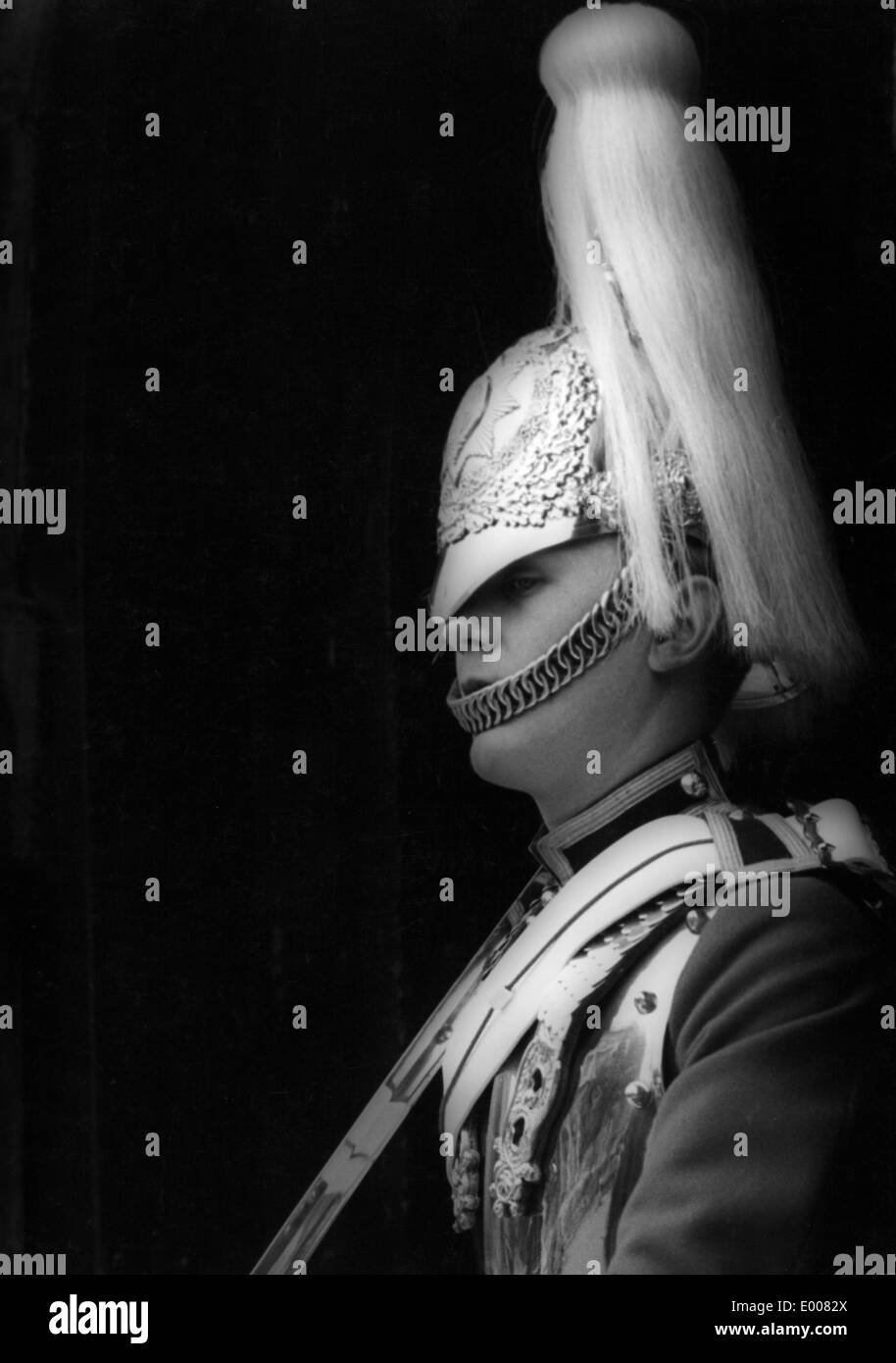 Un soldat de la 'Household Cavalry régiment monté' à Londres, 1967 Banque D'Images