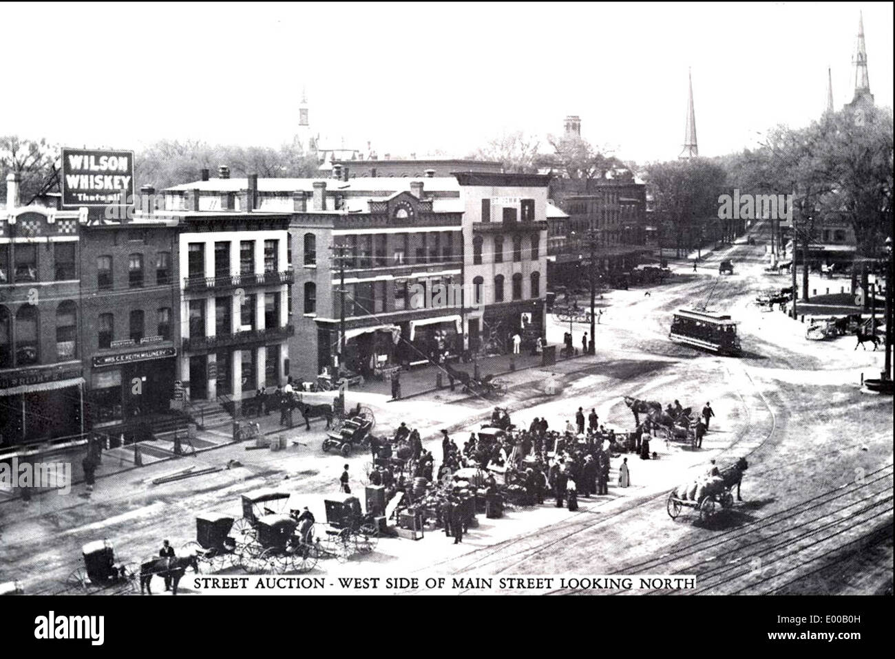 Main Street, West Side, Keene NH autour de 1910 Banque D'Images