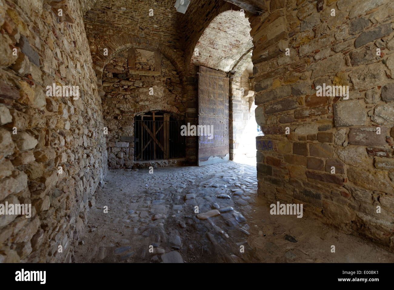 Entrée principale de la forteresse du château de passage ou Kastro la ville de Chios Chios Grèce a commencé en 10e siècle par le Banque D'Images
