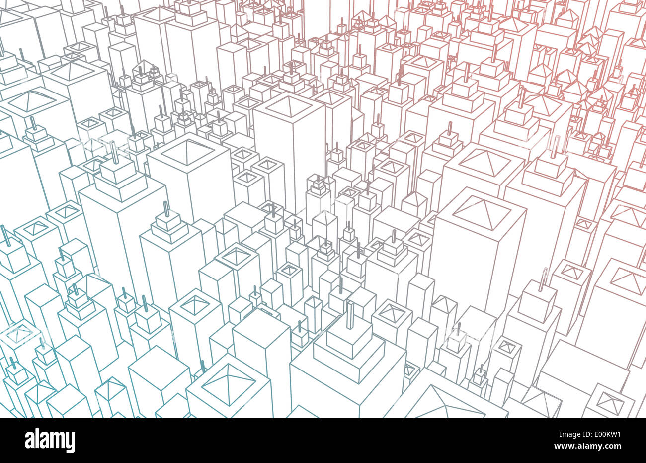 Bâtiments Cartoon Résumé fond avec lignes uniquement Banque D'Images