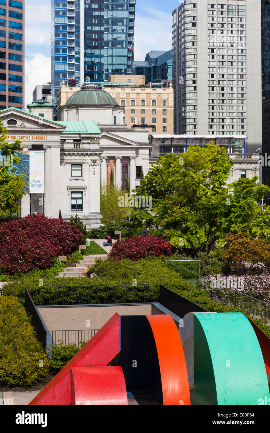 Une installation artistique de Robson Square, centre-ville de Vancouver, C.-B. Canada Banque D'Images