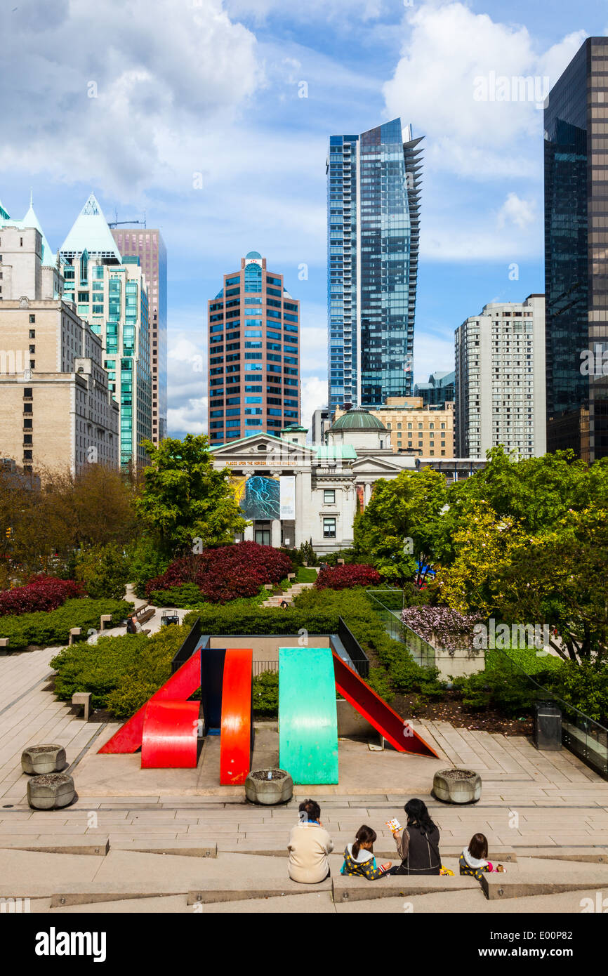 Avis de Robson Square à Vancouver, Colombie-Britannique, Canada Banque D'Images