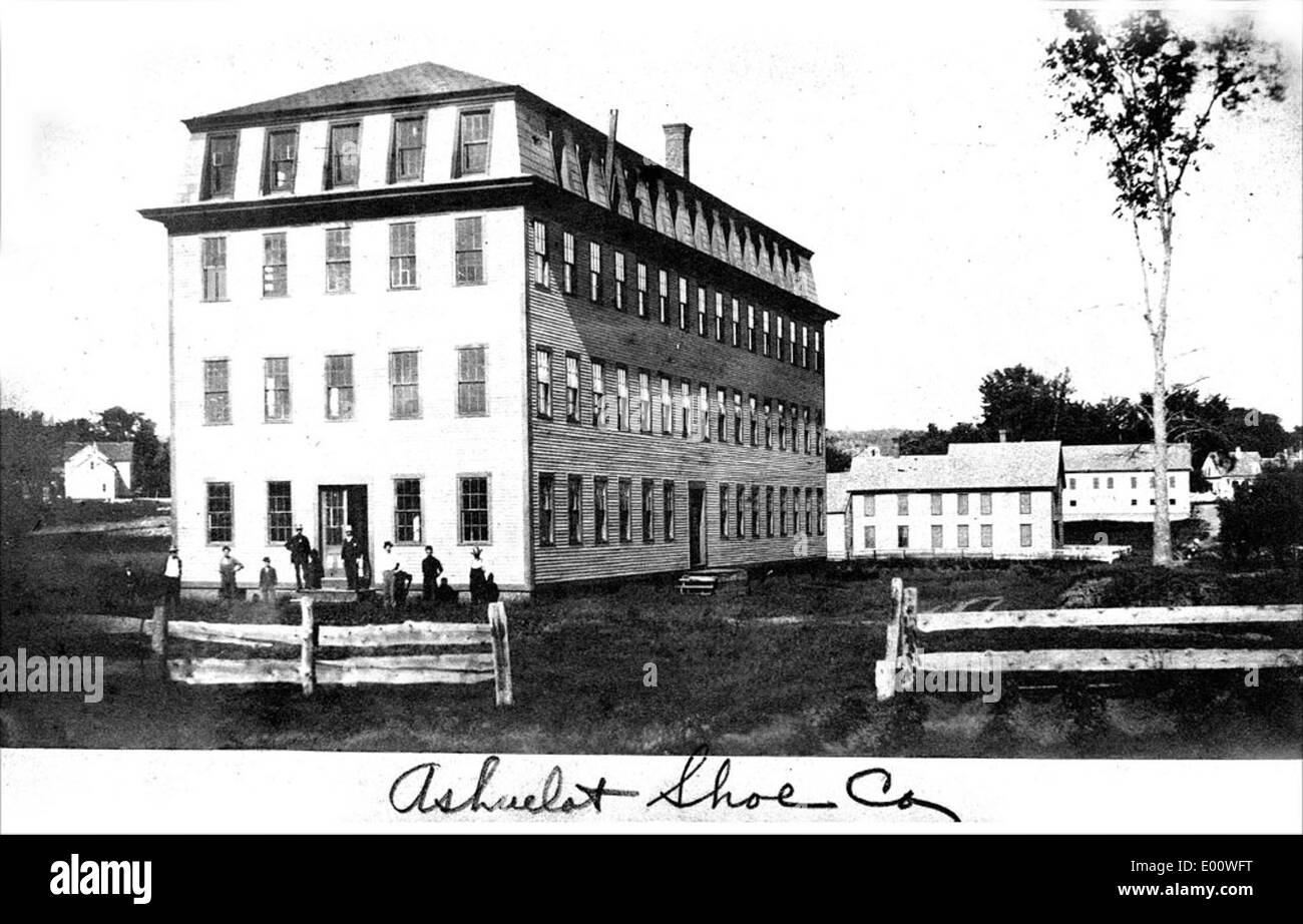 La Ashuelot Boot and Shoe Company, basée à Keene, New Hampshire, était un acteur important dans l'industrie de la chaussure du XIXe siècle. Connue pour produire des chaussures durables, la société a joué un rôle important dans l'économie industrielle de la région. Banque D'Images