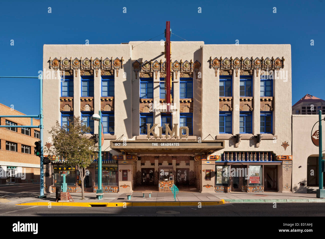 KiMo Theatre, Albuquerque, Albuquerque, États-Unis. Architecte : Carl Boller, 1927. Élévation avant de Kimo Theatre sur Central Banque D'Images