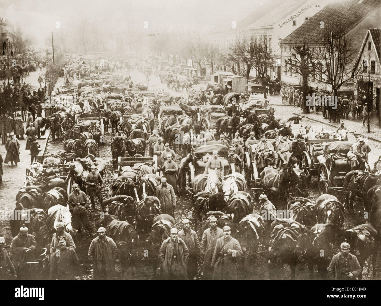 Convoi allemand à Gizycko, 1914 Banque D'Images