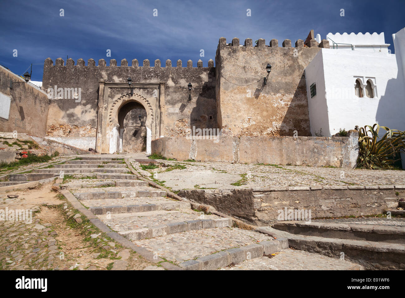 L'ancienne forteresse de pierre de Médine. Partie ancienne de Tanger, Maroc Banque D'Images