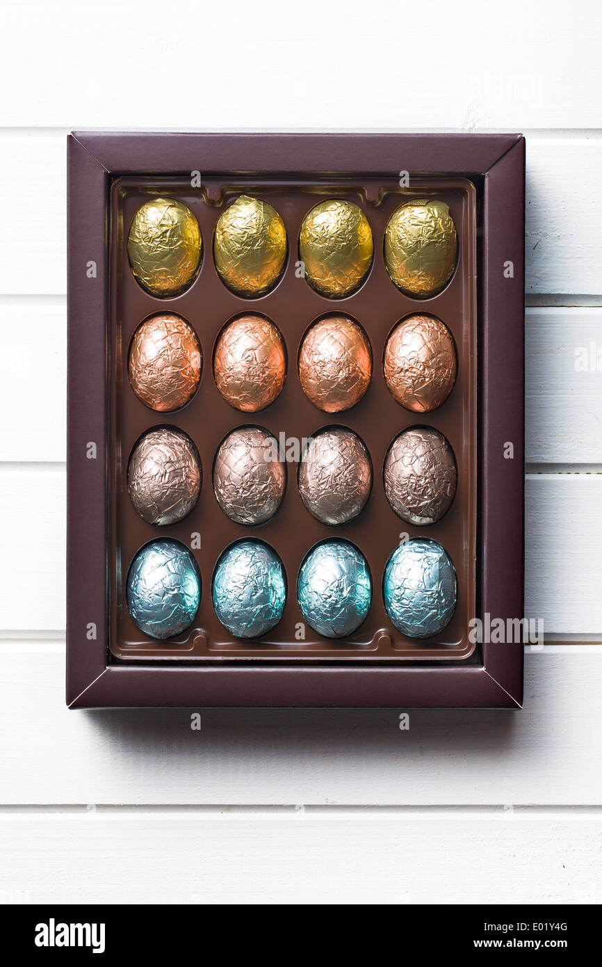 La boîte des oeufs en chocolat Banque D'Images