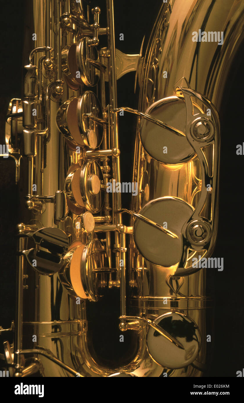 Close up of saxophone ténor Banque D'Images