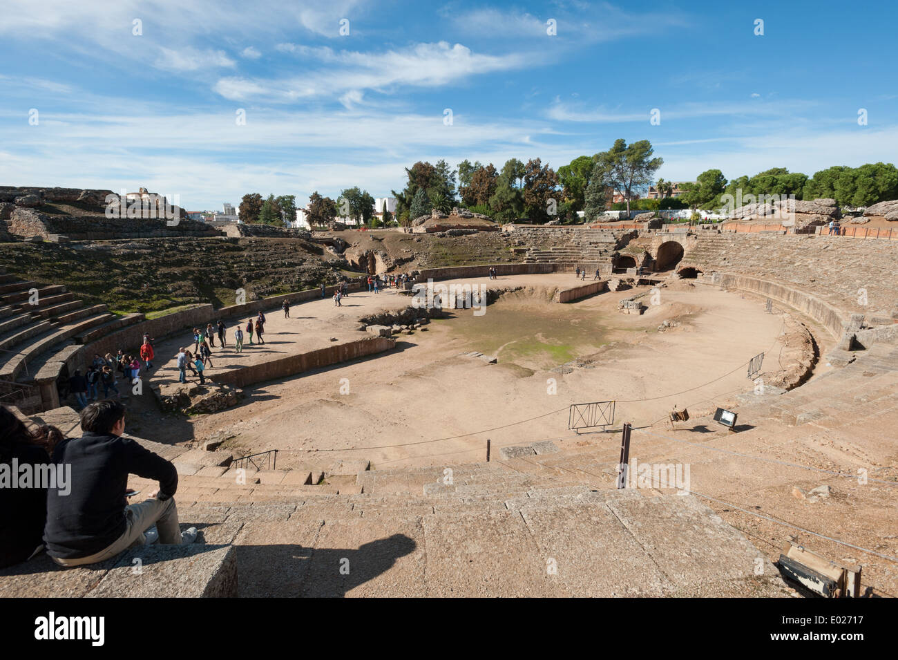 Amphithéâtre romain, Merida, Badajoz, Estrémadure, Espagne, Europe Banque D'Images