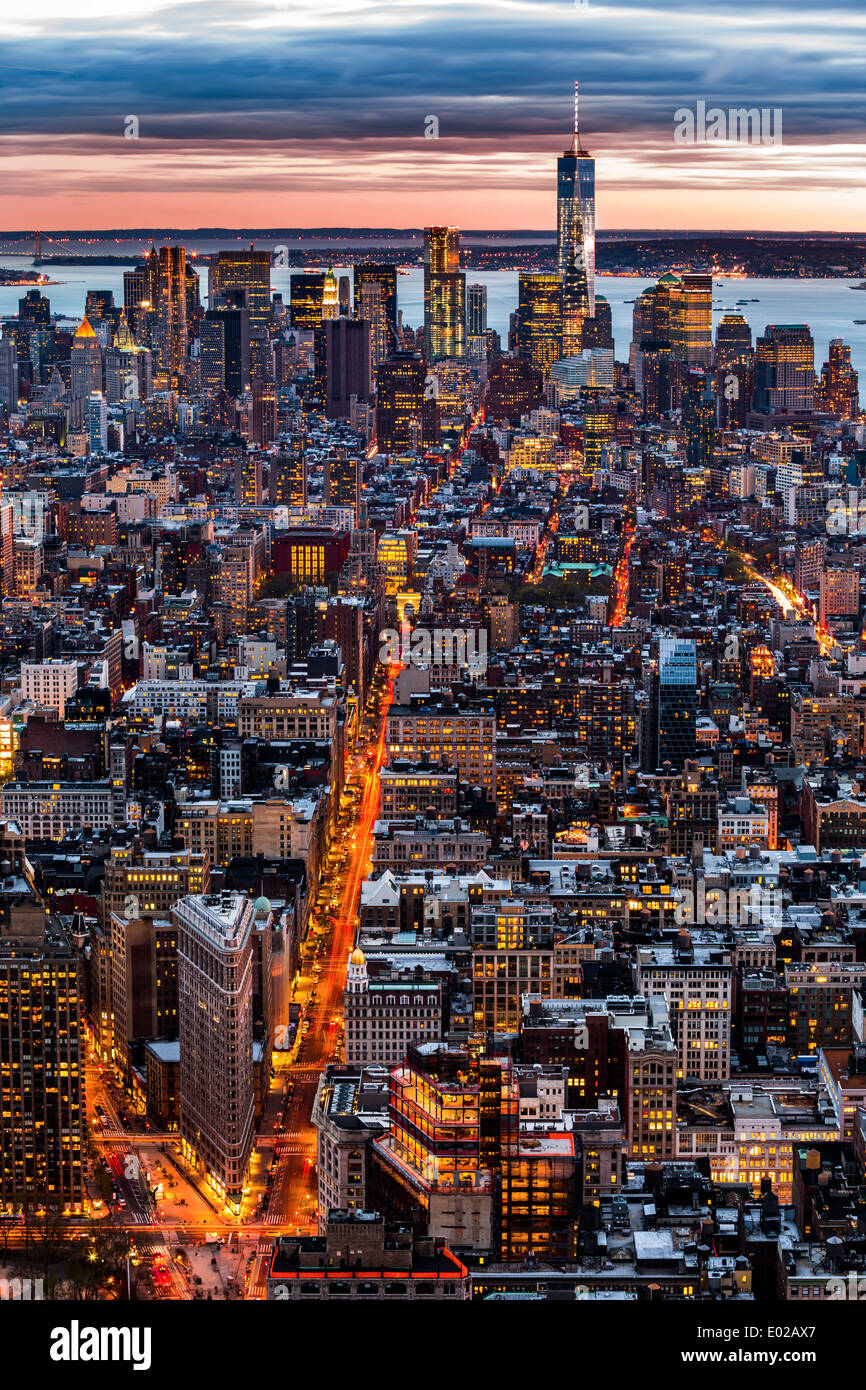 New York aerial cityscape at sunset Banque D'Images