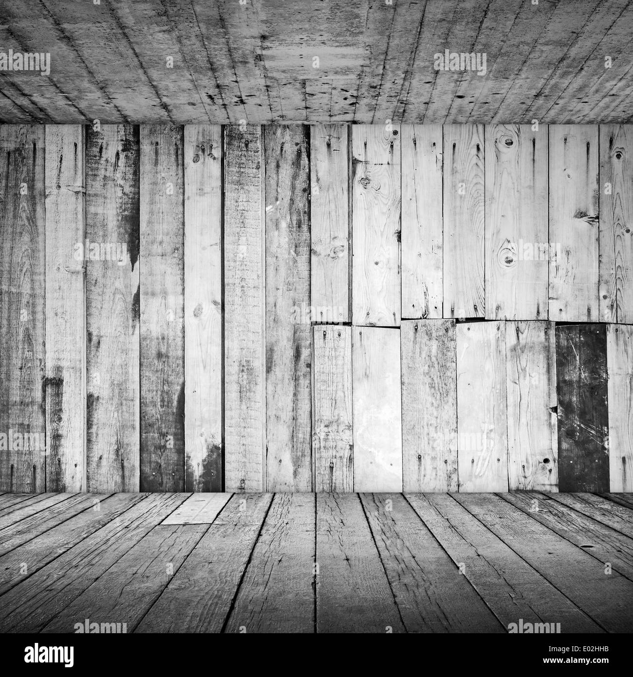 Arrière-plan blanc vide intérieur en bois avec plafond en béton Banque D'Images