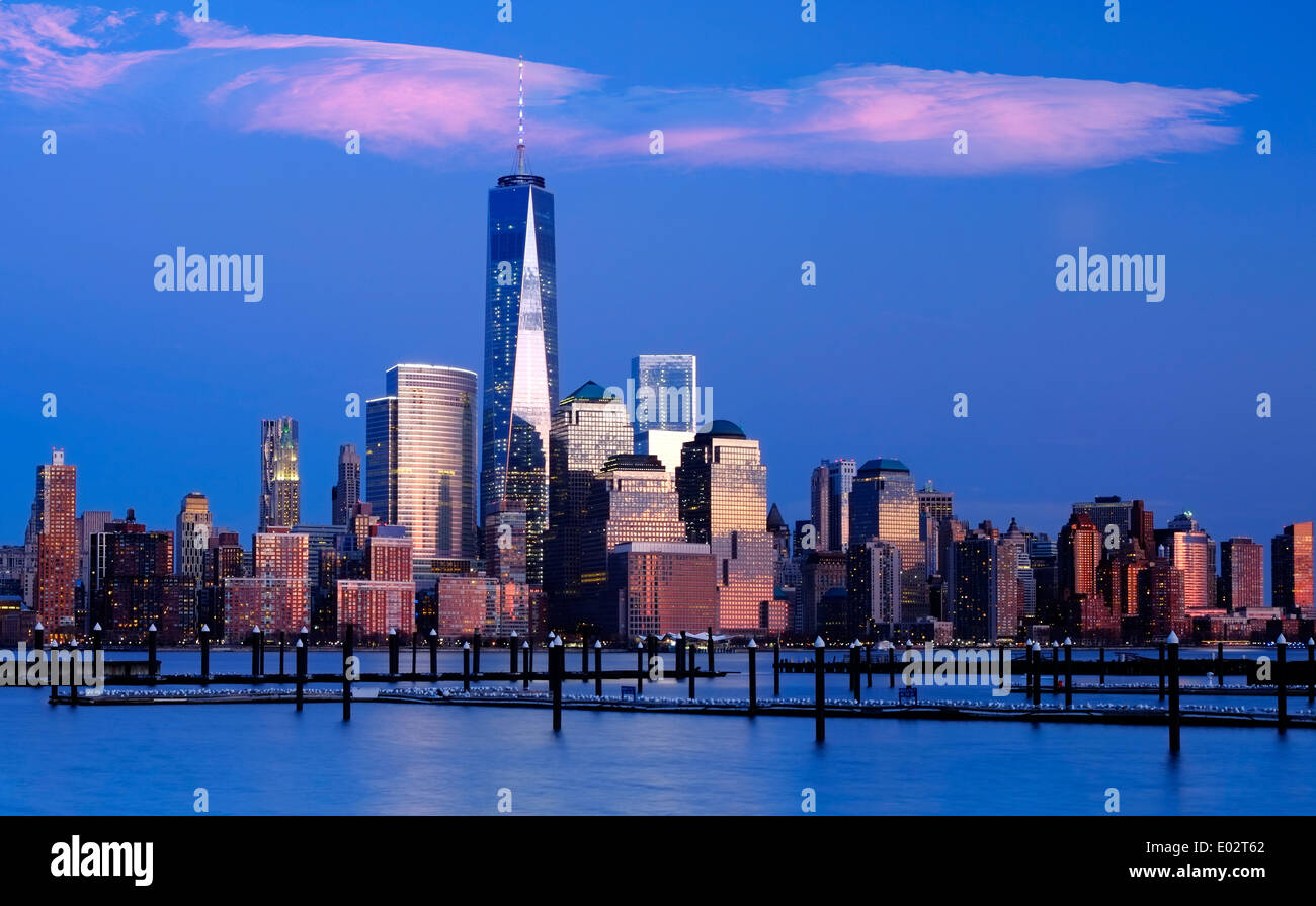 New York Skyline Vue sur le fleuve Hudson, New York, USA Banque D'Images