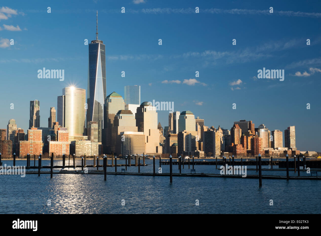 New York Skyline Vue sur le fleuve Hudson, New York, USA Banque D'Images
