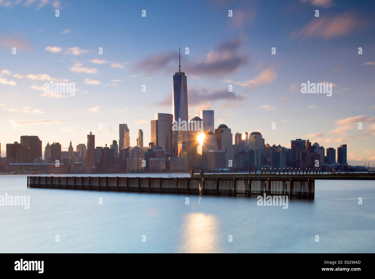 New York Skyline Vue sur le fleuve Hudson, New York, USA Banque D'Images