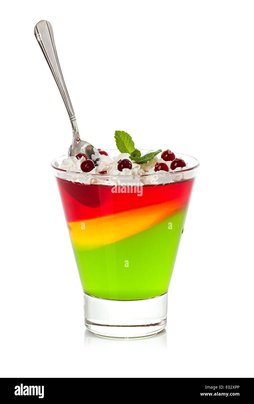Jelly dessert dans des verres isolated on white Banque D'Images
