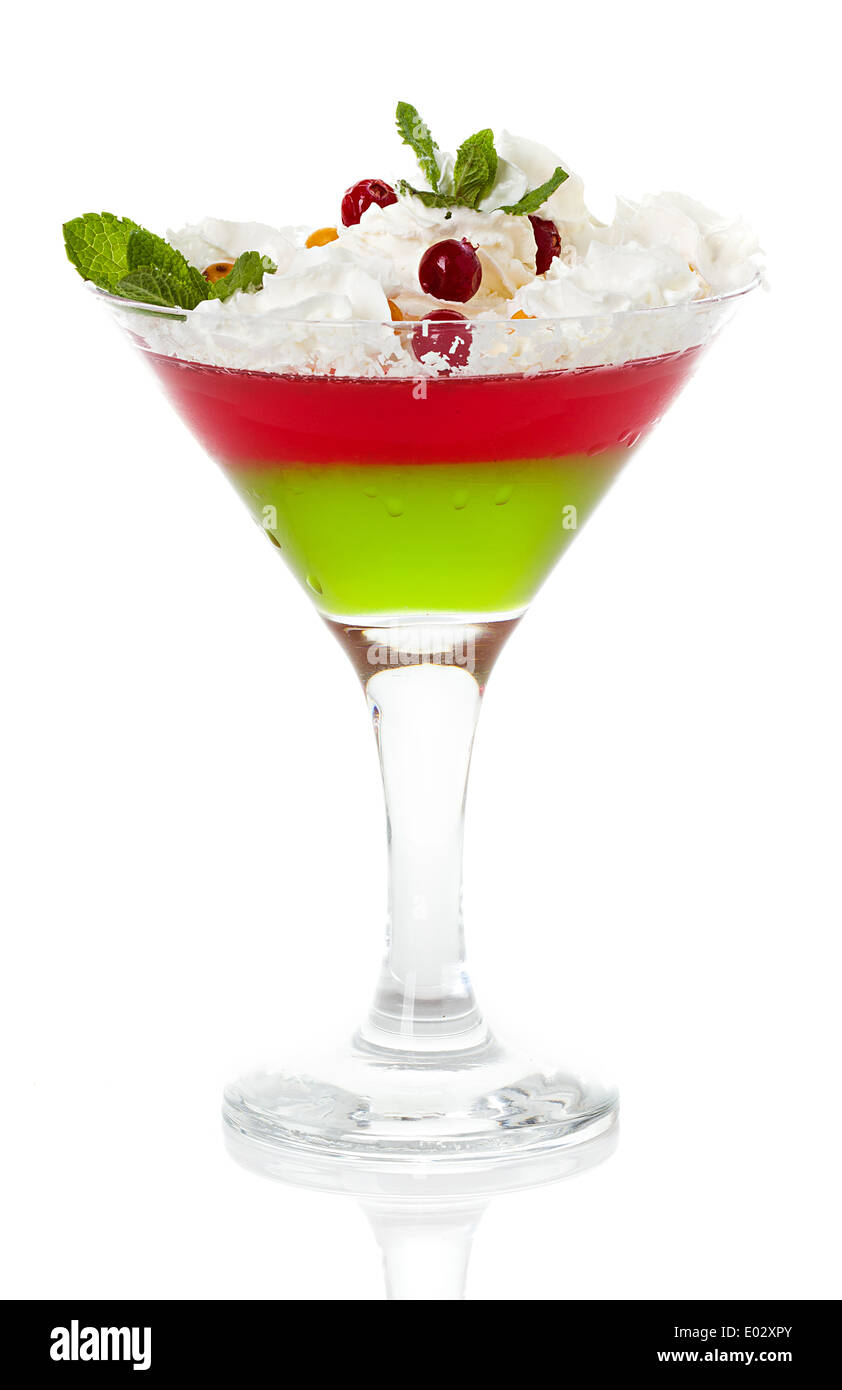 Jelly dessert dans des verres isolated on white Banque D'Images