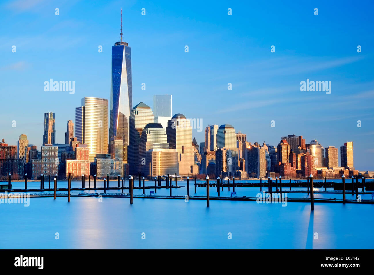 New York Skyline Vue sur le fleuve Hudson, New York, USA Banque D'Images