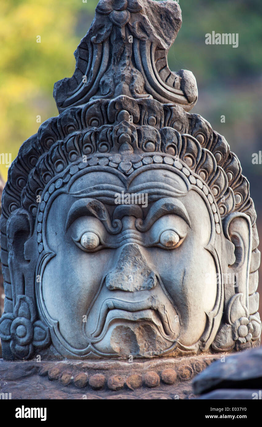 Statue de pierre à Angkor Wat, Siem Reap, Cambodge Banque D'Images