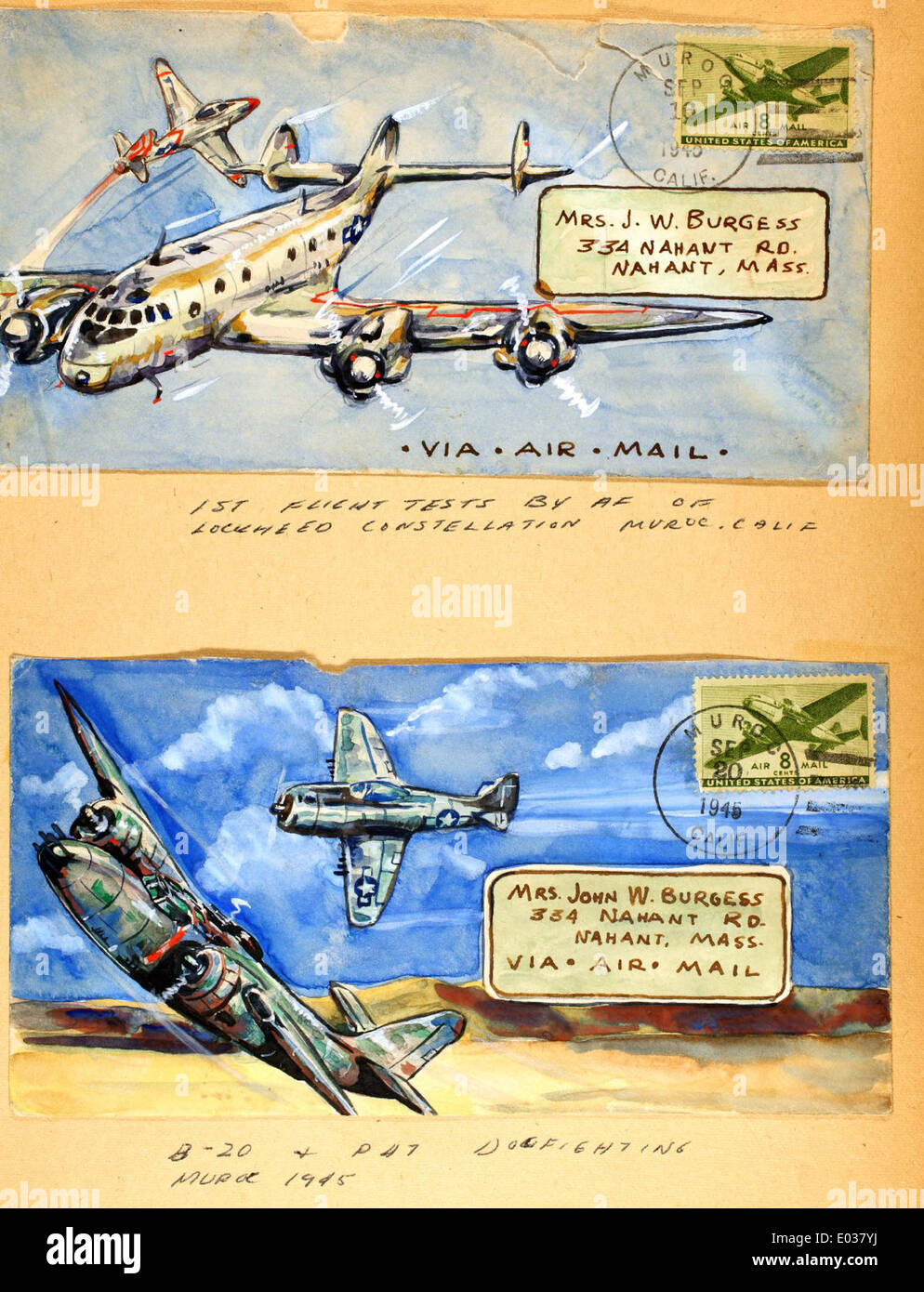 L'aquarelle de John W. Burgess, exposée au San Diego Air and Space Museum, représente un avion historique, contribuant à l'art et à l'héritage de l'aviation. Banque D'Images