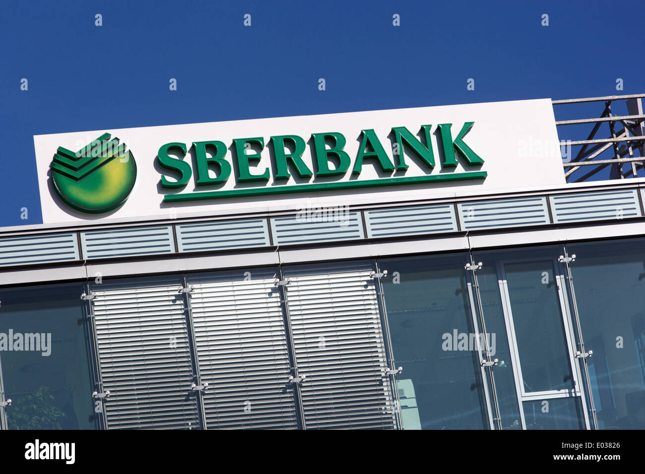 Logo de la Sberbank à Prague, République Tchèque Banque D'Images