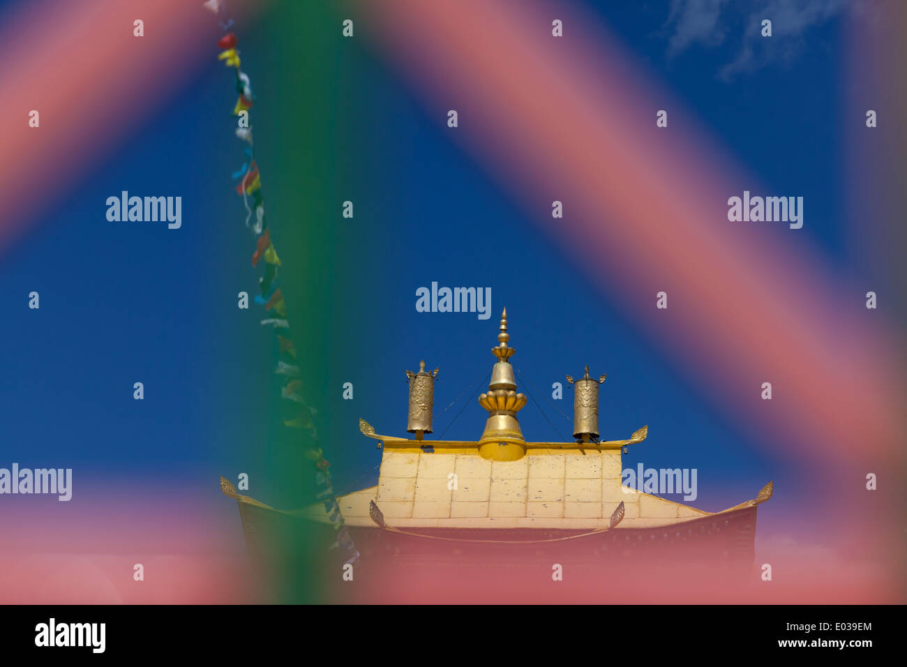 Toit de Sockshin-dugan - temple à Ivolginsky Datsan, Verkhnyaya Ivolga, Bouriatie, en Sibérie, Russie Banque D'Images