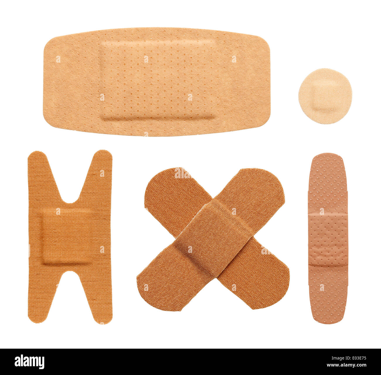 Diverses formes de bandage tailles et couleurs isolé sur un fond blanc. Banque D'Images