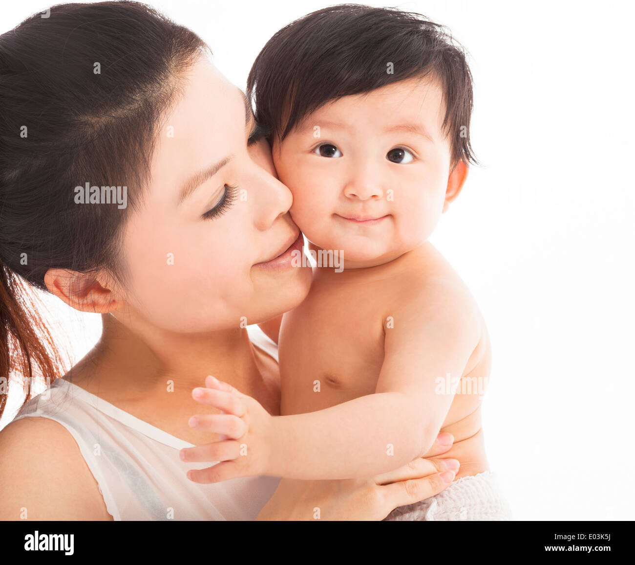 Happy mother holding smiling enfant bébé Banque D'Images